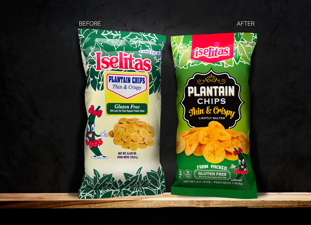 Iselitas Plantain Chips before and after design