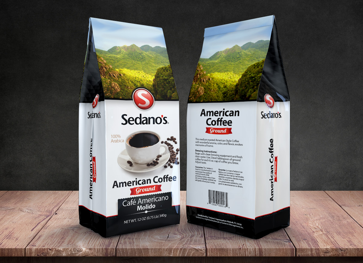 Sedanos american coffee bag design